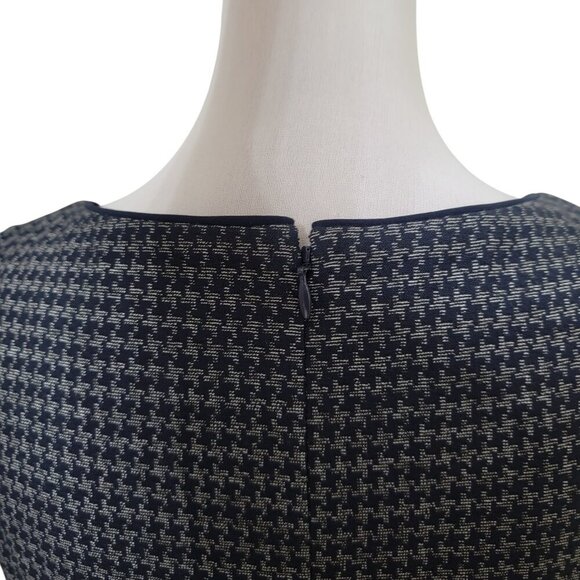 Talbots Size 4 Gray & Navy Blue Houndstooth Tweed Sheath Dress, Never Worn - Picture 6 of 16